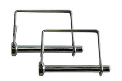 Two metal parallel dip bars isolated on a white background, used for calisthenics or bodyweight exercises with SpitJack Lock Pins for SpitJack Spit Support Posts, 2-PACK.