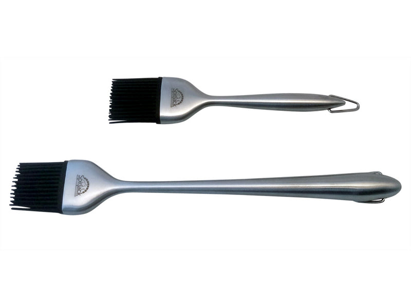 A pair of SpitJack Silicone & Stainless BBQ Brush Sets on a white background.