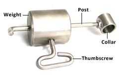 A diagram showing the parts of a SpitJack Rotisserie Counterweight - 1 inch ID.