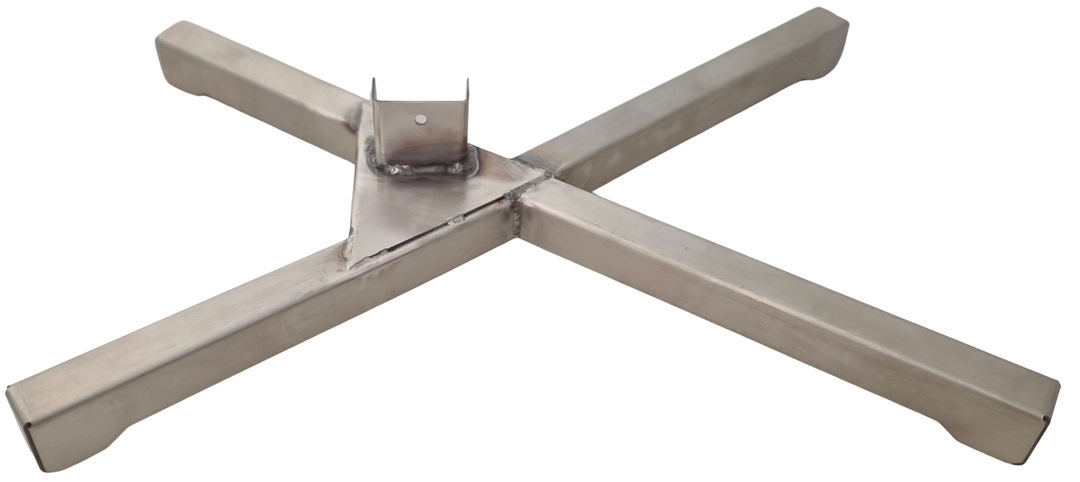 The SpitJack Rotisserie Base Unit (1) Replacement for CXB85 and XB125C Rotisserie systems, made of durable stainless steel, features a central bracket with a small hole, ideal for integrating into the CXB55 rotisserie system.