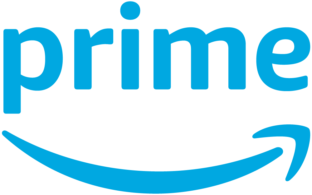 Blue Amazon Prime logo with the word "prime" and a curved arrow swooping from the letter "e" to underline the entire word.