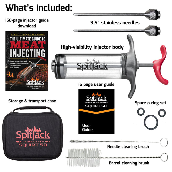 SpitJack SQUIRT 50 Meat Injector Kit with Case and Two Needles