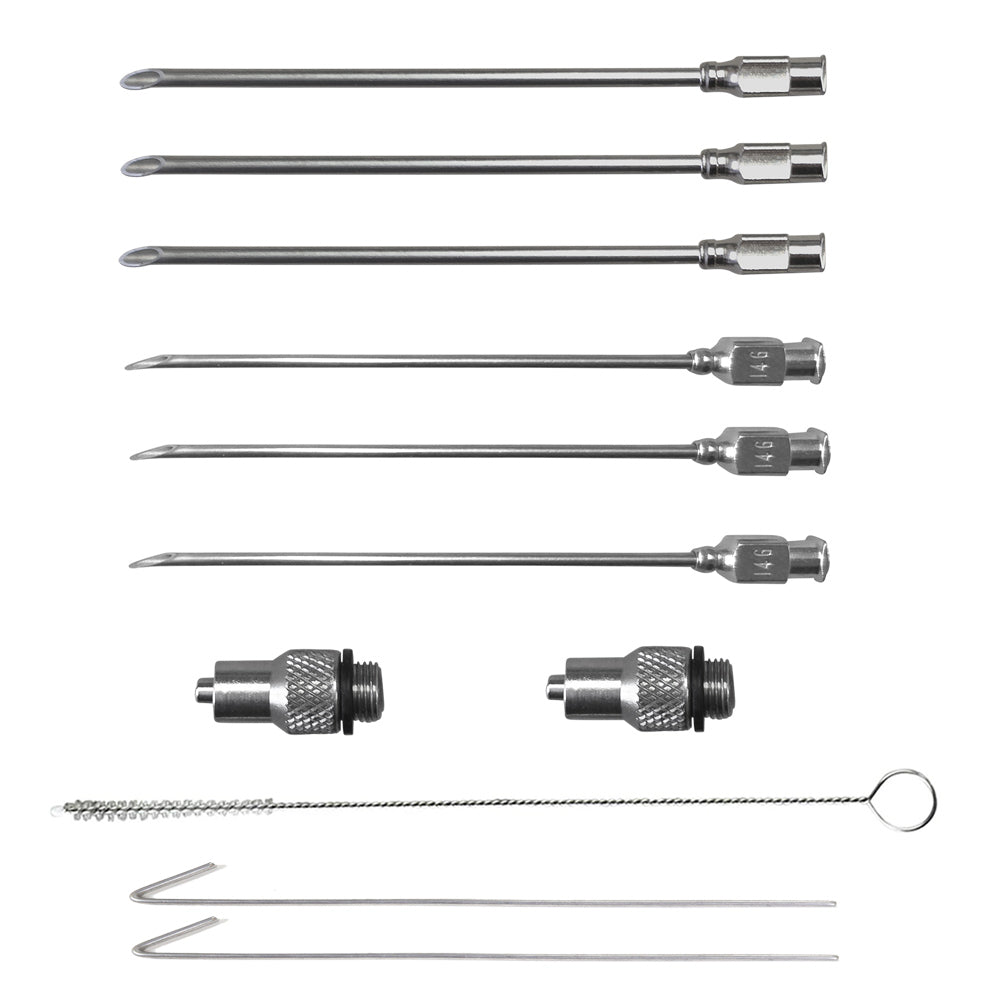 SpitJack Meat Injector Competition Needle (12 Gauge and 14 Gauge ) &amp; Luer Lock Adapter Pack