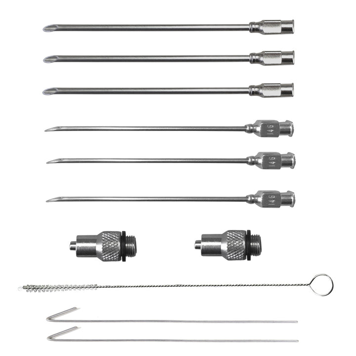 SpitJack Meat Injector Competition Needle (12 Gauge and 14 Gauge ) &amp; Luer Lock Adapter Pack