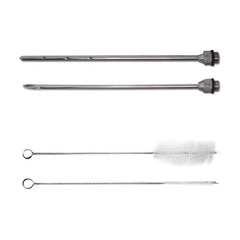 A set of SpitJack Magnum Meat Injector tools and a brush on a white background.