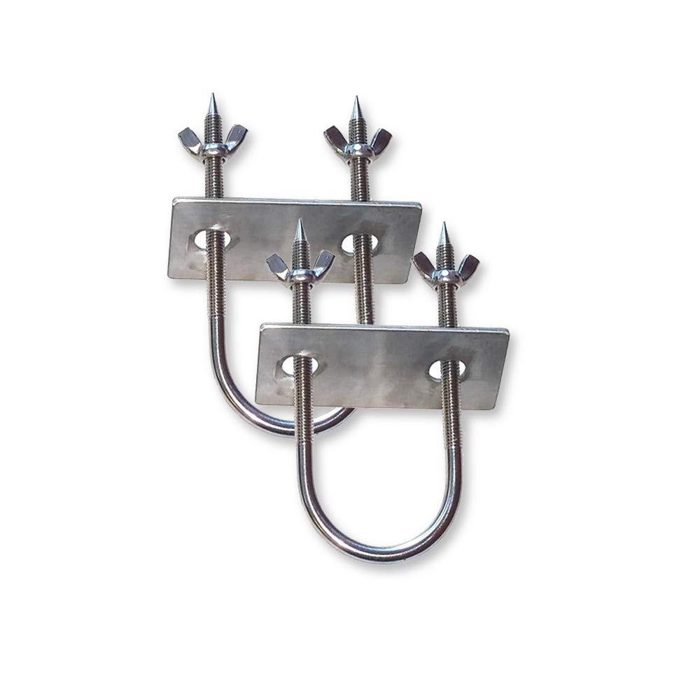 Two SpitJack Stainless Rotisserie Trussing U-Bolts - 6" - 2 Pack on a white background.