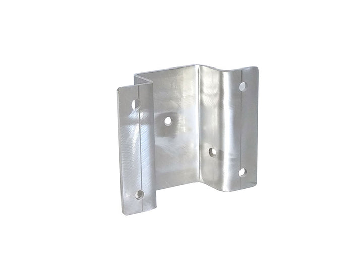 A SpitJack Rotisserie Post Bracket - Flush Mount, made of aluminum and placed against a white background, is used as a pit support post for the rotisserie.