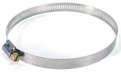 A stainless steel hose clamp on a white background designed for use with SpitJack Lamb, Whole Hog, & Pig Spit Roasting Rotisserie - NO MOTOR - CXB75-HC.