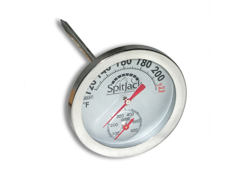 A SpitJack Dual Sensor Meat and Oven Thermometer on a white background.