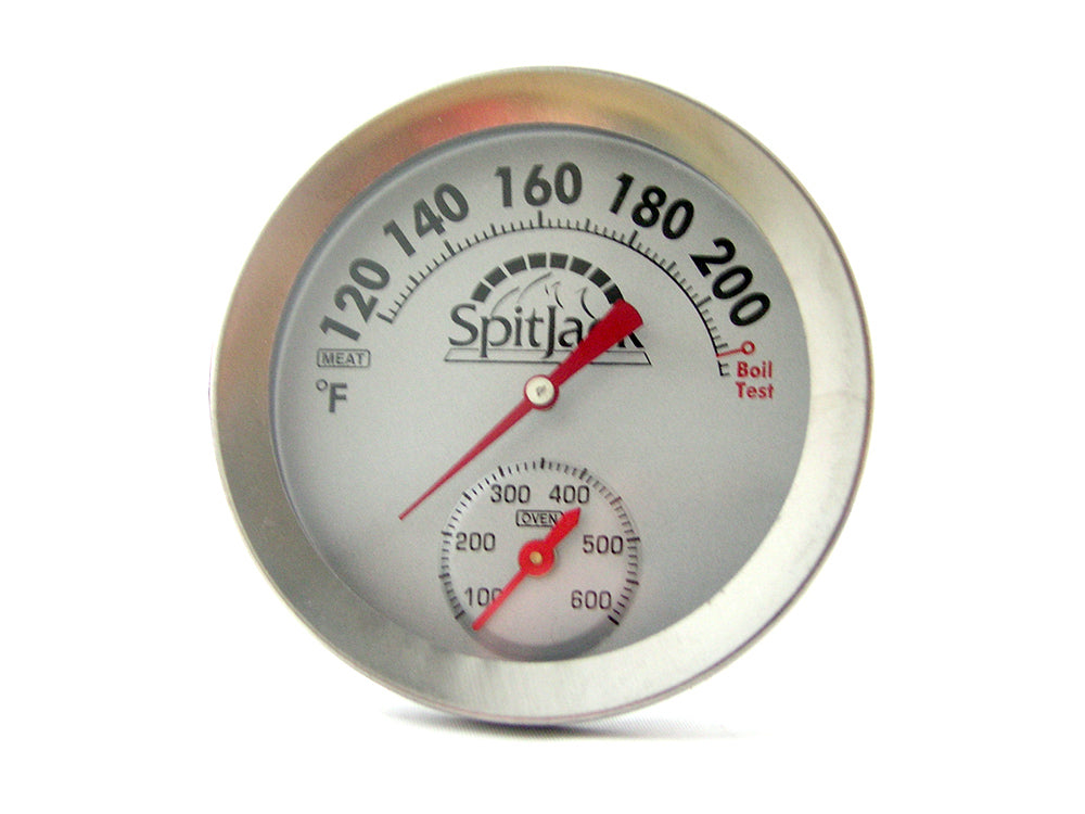 A SpitJack Dual Sensor Meat and Oven Thermometer on a white background.