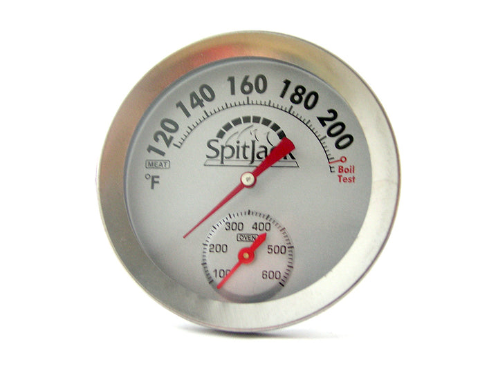 A SpitJack Dual Sensor Meat and Oven Thermometer on a white background.