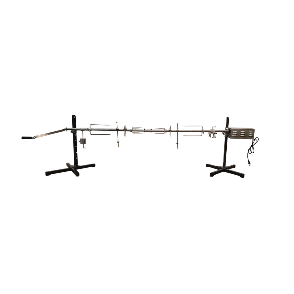 A SpitJack XB125C Whole Hog and Pig Spit Roast Rotisserie System with two metal rods on it.